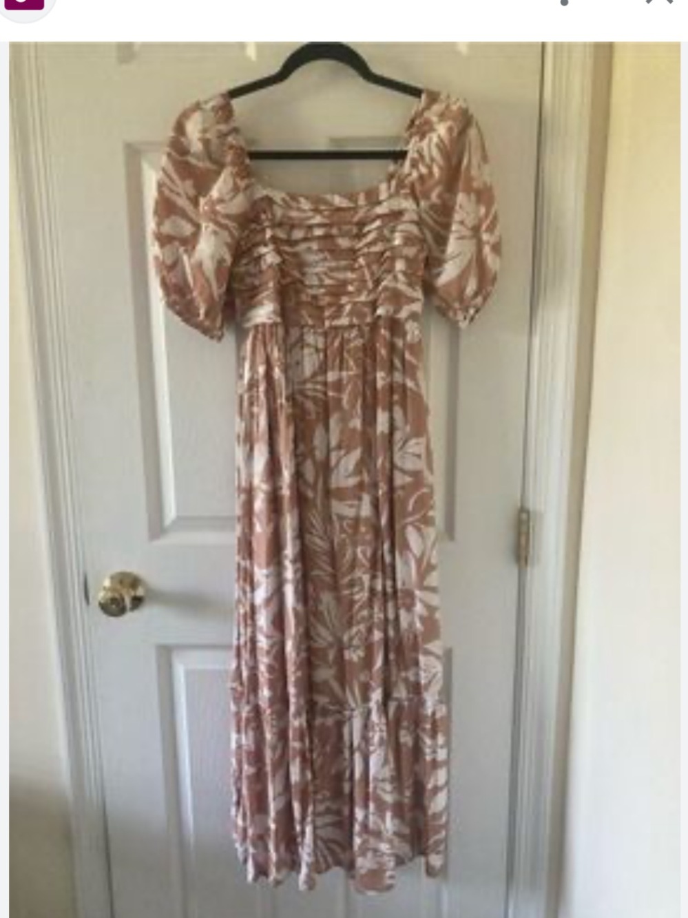 By the river M Anthropology 
 Floral Puff-Sleeve Maxi Dress -